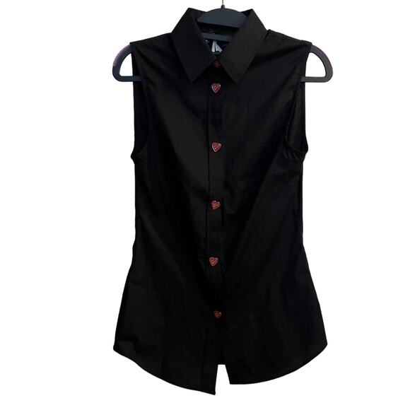 Love Moschino Sleeveless Blouse Button Hearts Size 4 NWT - Picture 1 of 9